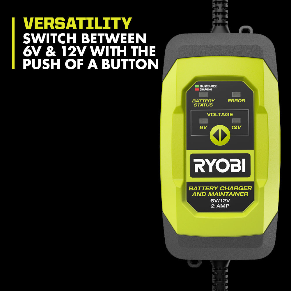6V/12V 2 AMP BATTERY CHARGER & MAINTAINER | RYOBI