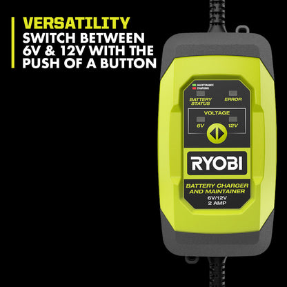 6V/12V 2 AMP BATTERY CHARGER & MAINTAINER | RYOBI