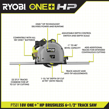 18V ONE+ HP BRUSHLESS 6-1/2″ TRACK SAW | RYOBI