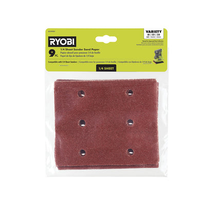 9 PC. 1/4 SHEET SANDER SAND PAPER | RYOBI