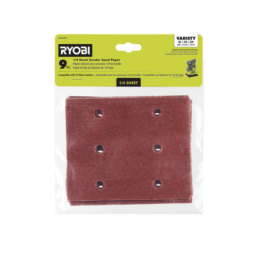 9 PC. 1/4 SHEET SANDER SAND PAPER | RYOBI