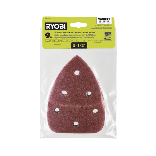 9 PC. 5-1/2″ CORNER CAT SANDER SAND PAPER | RYOBI