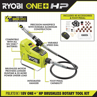 18V ONE+ HP BRUSHLESS CORDLESS ROTARY TOOL KIT | RYOBI