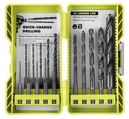 15 PC. BLACK OXIDE HEX SHANK DRILL BITS | RYOBI