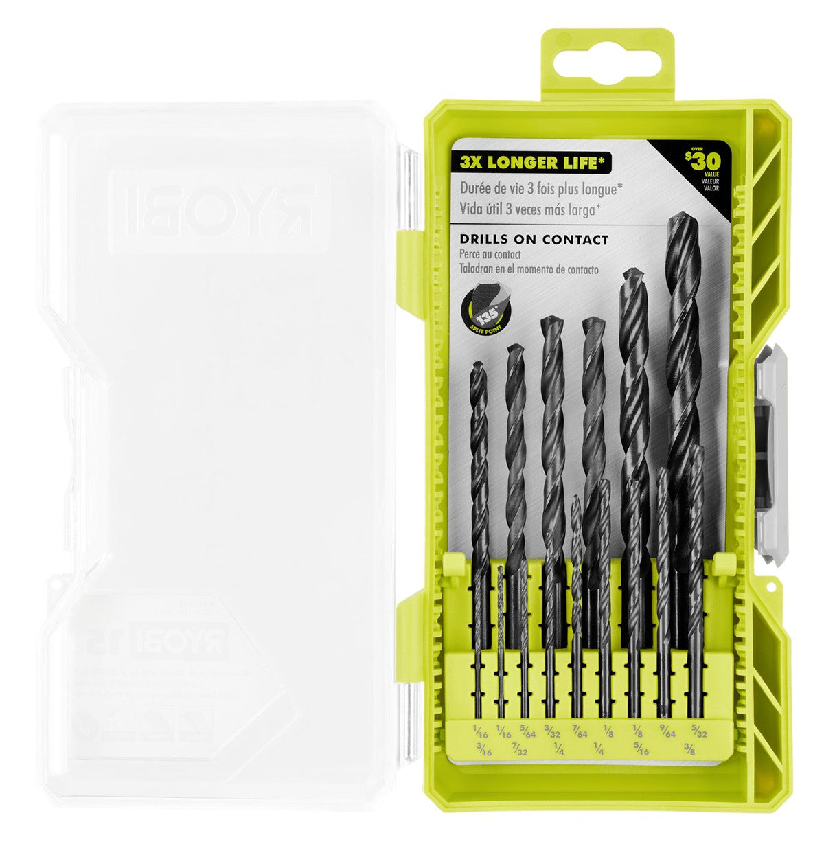 15 PC. ROUND SHANK BLACK OXIDE DRILL BIT SET | RYOBI