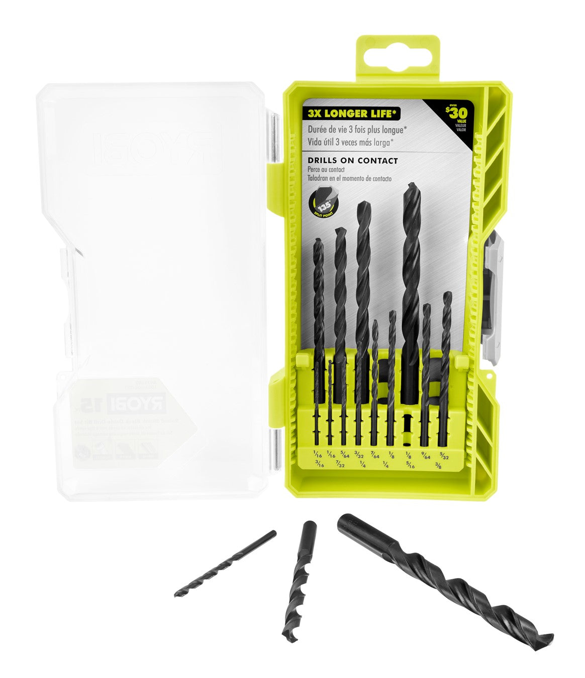 15 PC. ROUND SHANK BLACK OXIDE DRILL BIT SET | RYOBI