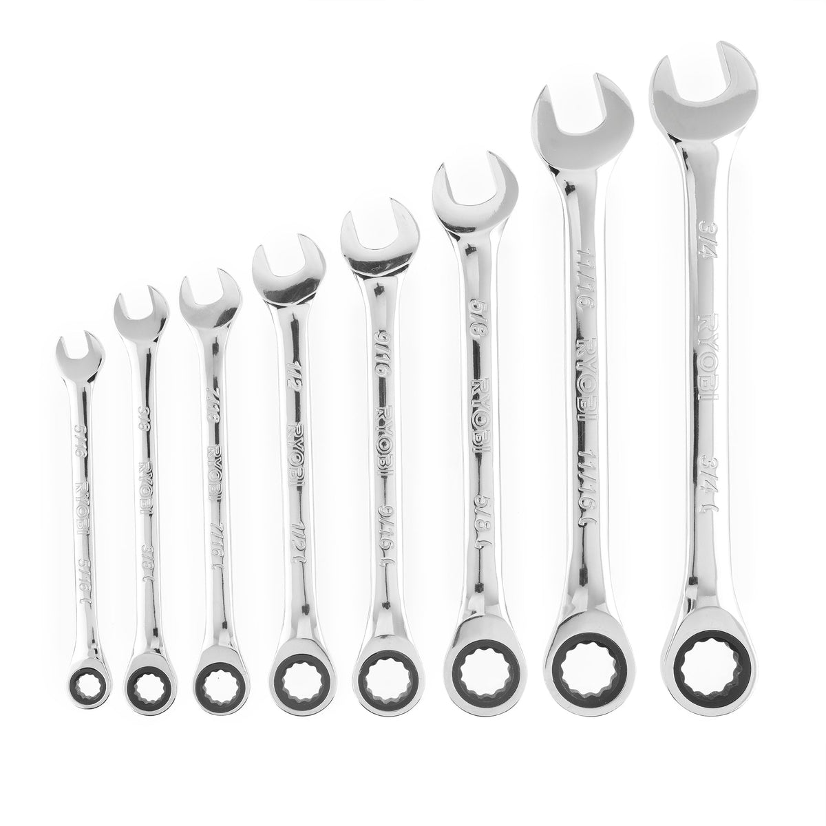 8 PC. SAE RATCHETING COMBINATION WRENCH SET | RYOBI