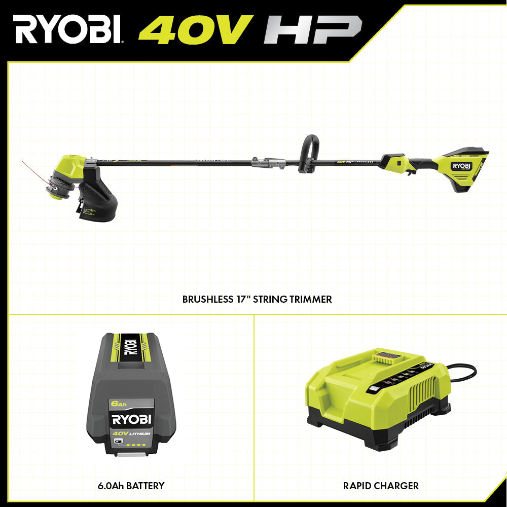 40V HP BRUSHLESS 17?? STRING TRIMMER KIT | RYOBI