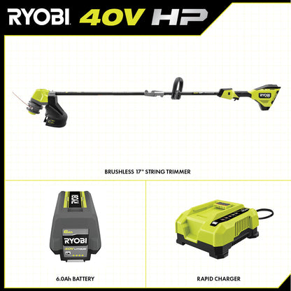 40V HP BRUSHLESS 17?? STRING TRIMMER KIT | RYOBI
