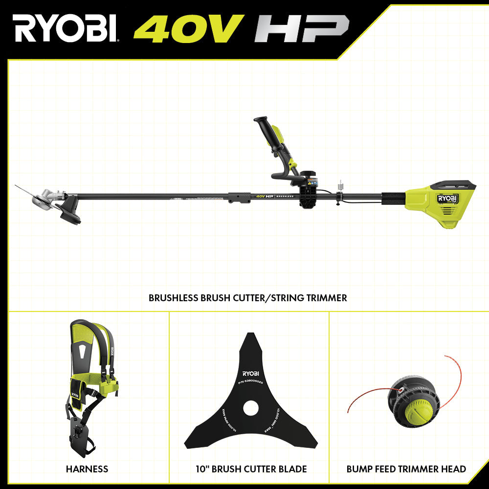 40V HP BRUSHLESS BRUSH CUTTER/STRING TRIMMER | RYOBI