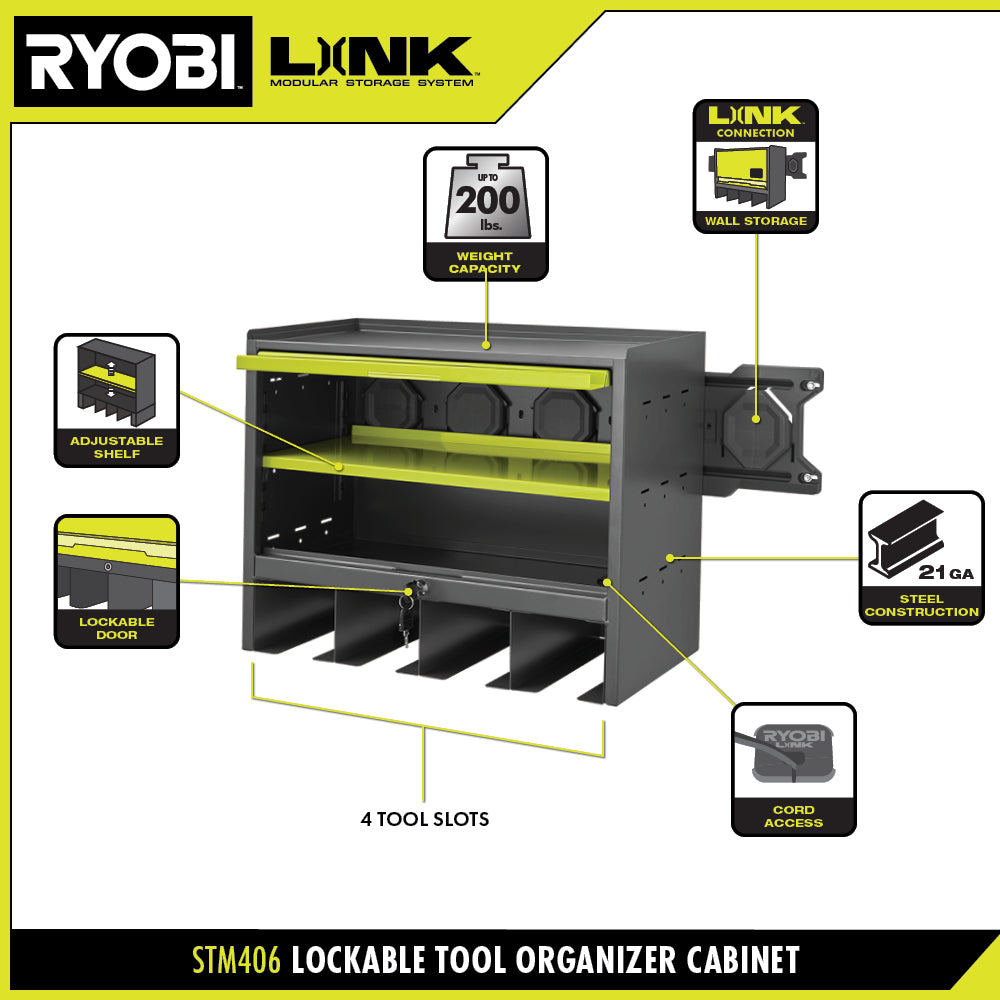 LOCKABLE TOOL ORGANIZER CABINET | RYOBI