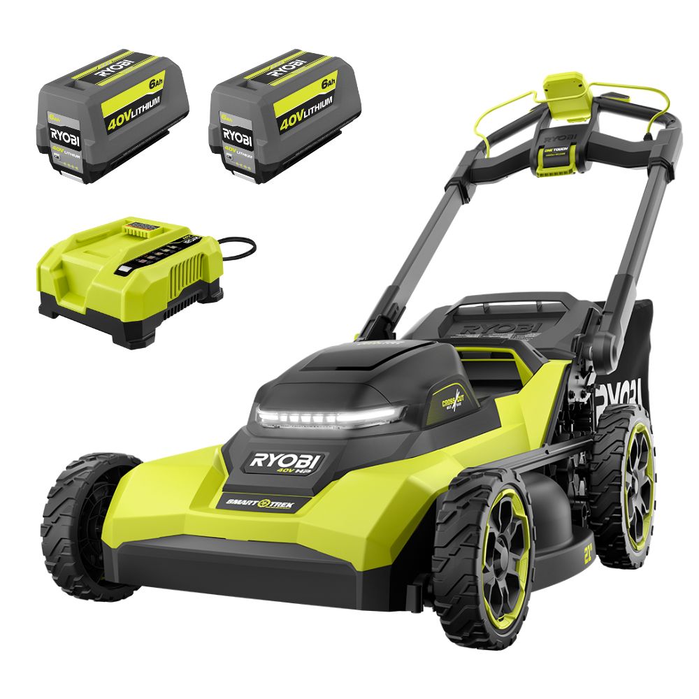 40V HP BRUSHLESS 21″ WALK BEHIND SELF-PROPELLED LAWN MOWER W/ (2) 6.0AH BATTERIES AND CHARGER | RYOBI