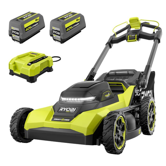 40V HP BRUSHLESS 21″ WALK BEHIND SELF-PROPELLED LAWN MOWER W/ (2) 6.0AH BATTERIES AND CHARGER | RYOBI