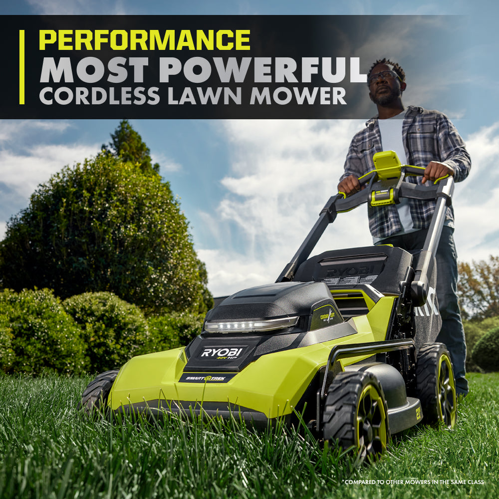 40V HP BRUSHLESS 21″ WALK BEHIND SELF-PROPELLED LAWN MOWER W/ (2) 6.0AH BATTERIES AND CHARGER | RYOBI