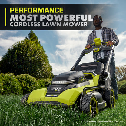 40V HP BRUSHLESS 21″ WALK BEHIND SELF-PROPELLED LAWN MOWER W/ (2) 6.0AH BATTERIES AND CHARGER | RYOBI