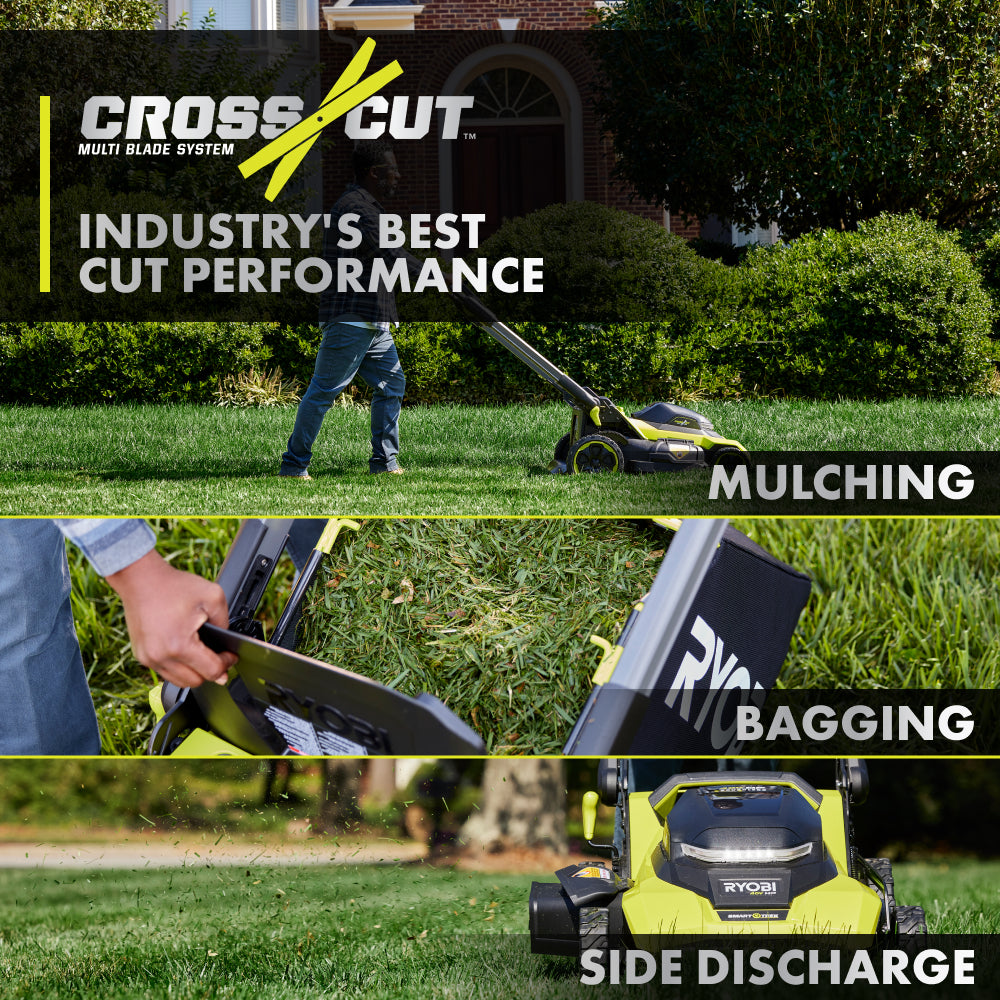 40V HP BRUSHLESS 21″ WALK BEHIND SELF-PROPELLED LAWN MOWER W/ (2) 6.0AH BATTERIES AND CHARGER | RYOBI