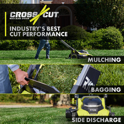 40V HP BRUSHLESS 21″ WALK BEHIND SELF-PROPELLED LAWN MOWER W/ (2) 6.0AH BATTERIES AND CHARGER | RYOBI