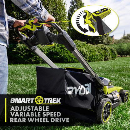 40V HP BRUSHLESS 21″ WALK BEHIND SELF-PROPELLED LAWN MOWER W/ (2) 6.0AH BATTERIES AND CHARGER | RYOBI