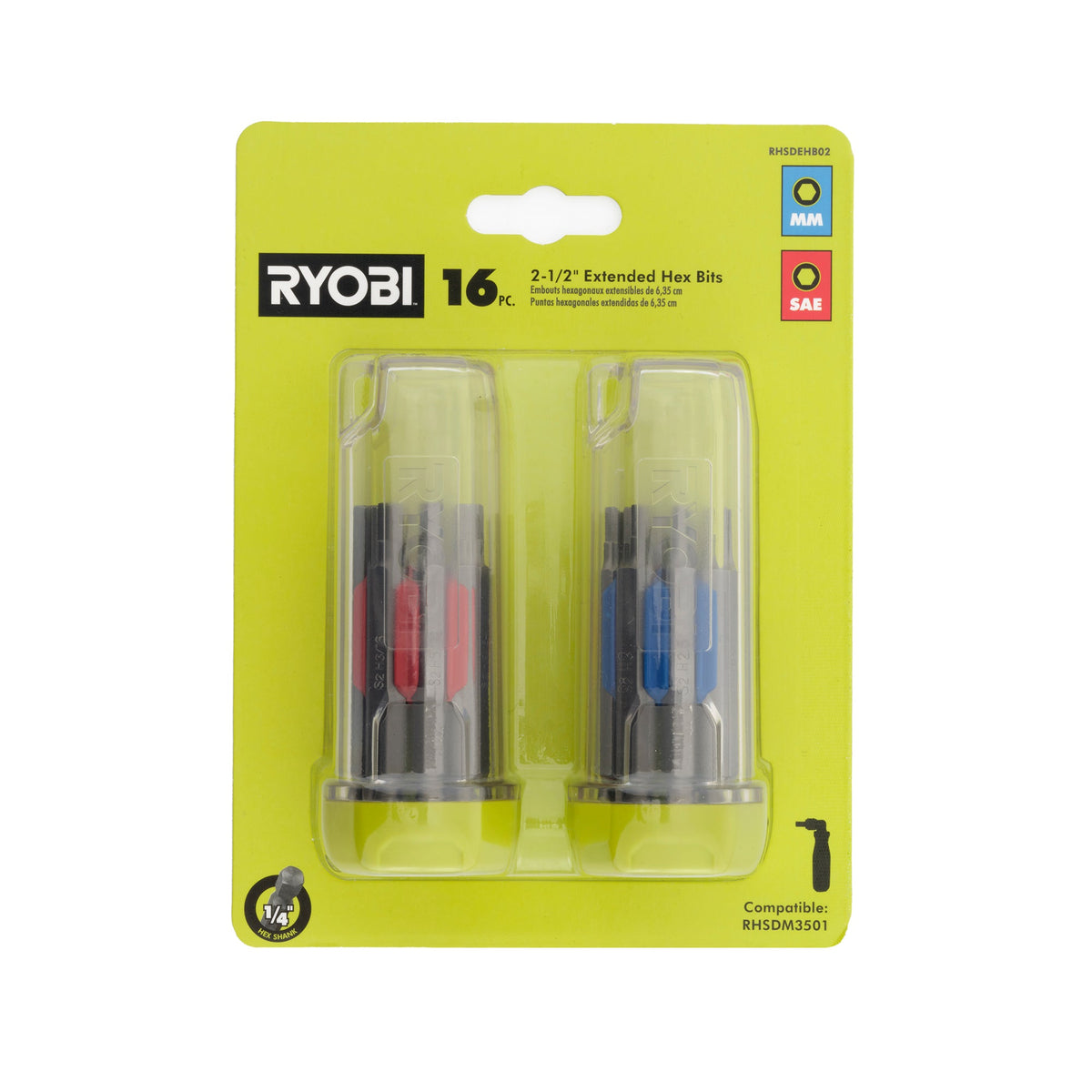 16 PC. 2-1/2″ EXTENDED HEX BITS | RYOBI