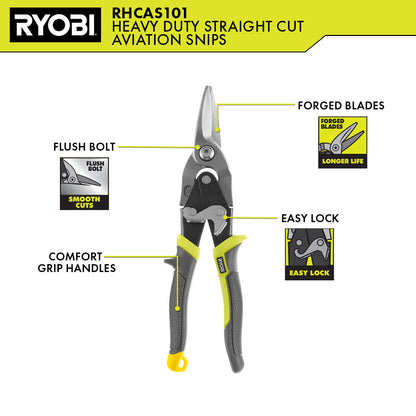 HEAVY DUTY STRAIGHT CUT AVIATION SNIPS | RYOBI