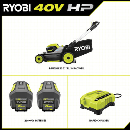 40V HP BRUSHLESS 21″ MULTI-BLADE PUSH MOWER KIT | RYOBI