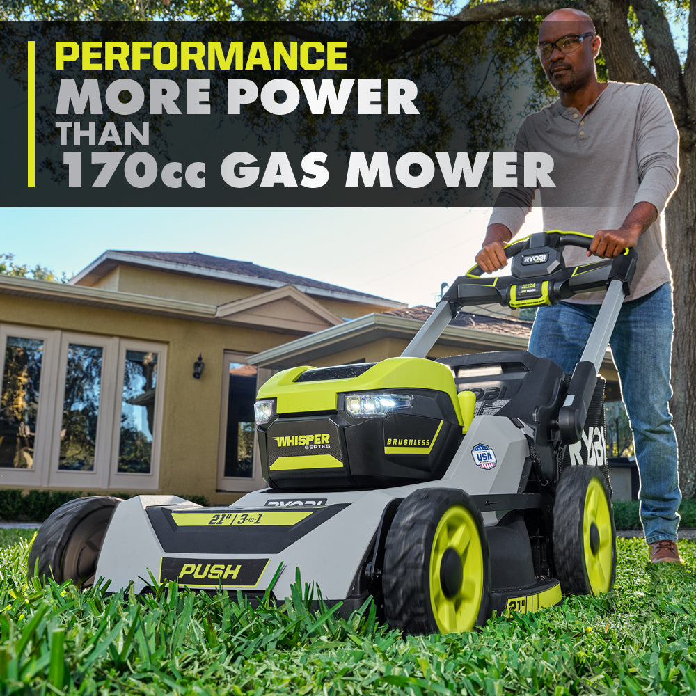 40V HP BRUSHLESS 21″ MULTI-BLADE PUSH MOWER KIT | RYOBI