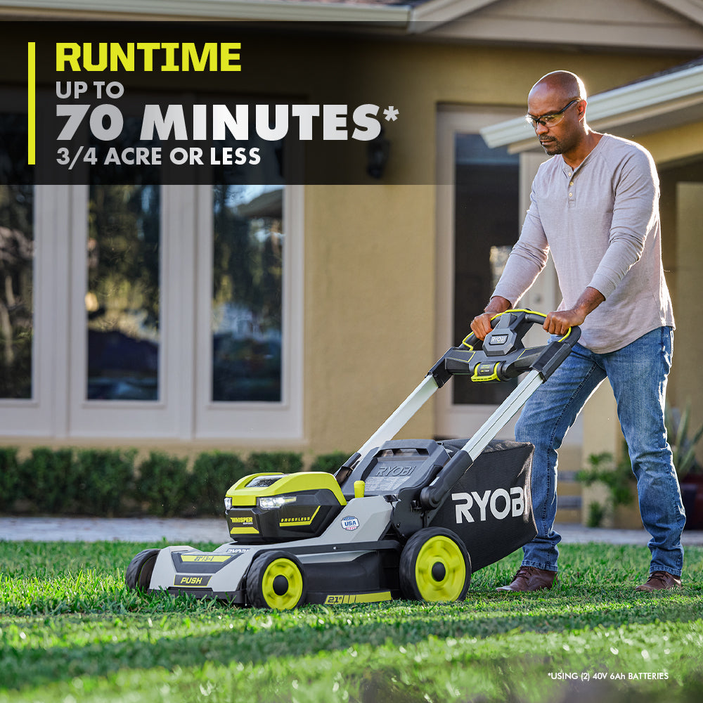 40V HP BRUSHLESS 21″ MULTI-BLADE PUSH MOWER KIT | RYOBI
