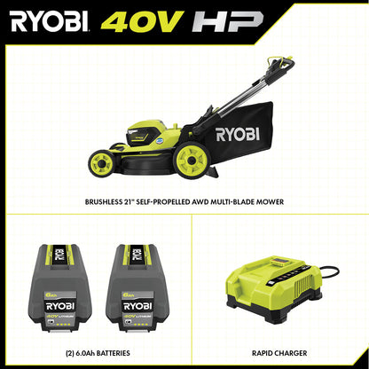 40V HP BRUSHLESS 21″ SELF-PROPELLED AWD MULTI-BLADE MOWER KIT | RYOBI
