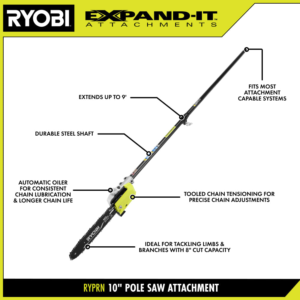 EXPAND-IT 10″ POLE SAW ATTACHMENT | RYOBI