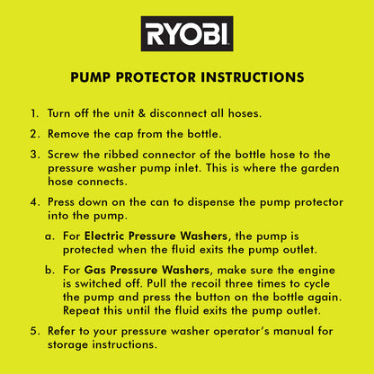 RYOBI PRESSURE WASHER PUMP PROTECTOR | RYOBI