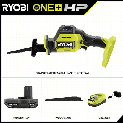18V ONE+ HP COMPACT BRUSHLESS ONE-HANDED RECIPROCATING SAW KIT | RYOBI
