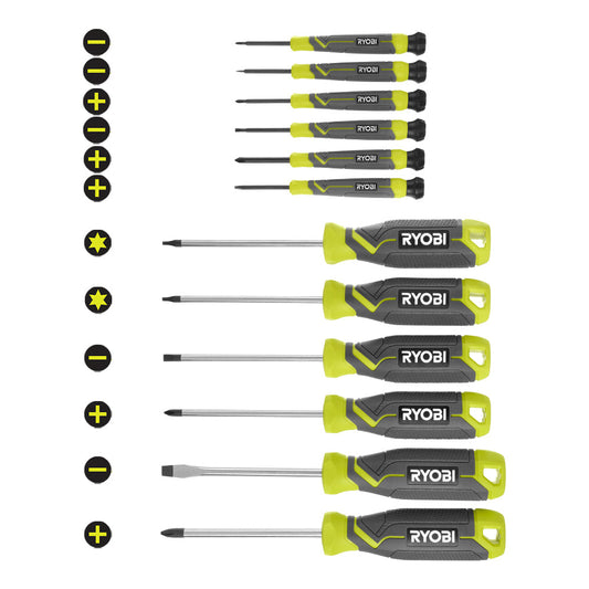 SCREWDRIVER SET (12-PIECE) WITH CUSHION GRIP HANDLES | RYOBI