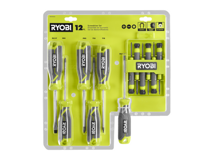 SCREWDRIVER SET (12-PIECE) WITH CUSHION GRIP HANDLES | RYOBI