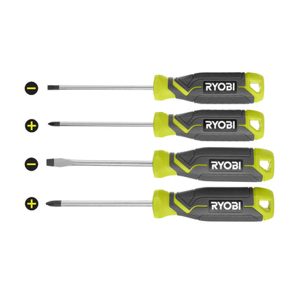 SCREWDRIVER SET (4-PIECE) WITH CUSHION GRIP HANDLES | RYOBI