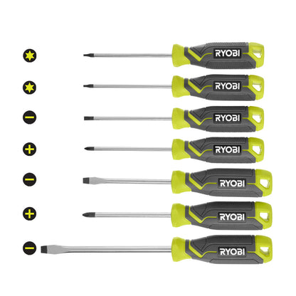 SCREWDRIVER SET (7-PIECE) WITH CUSHION GRIP HANDLES | RYOBI