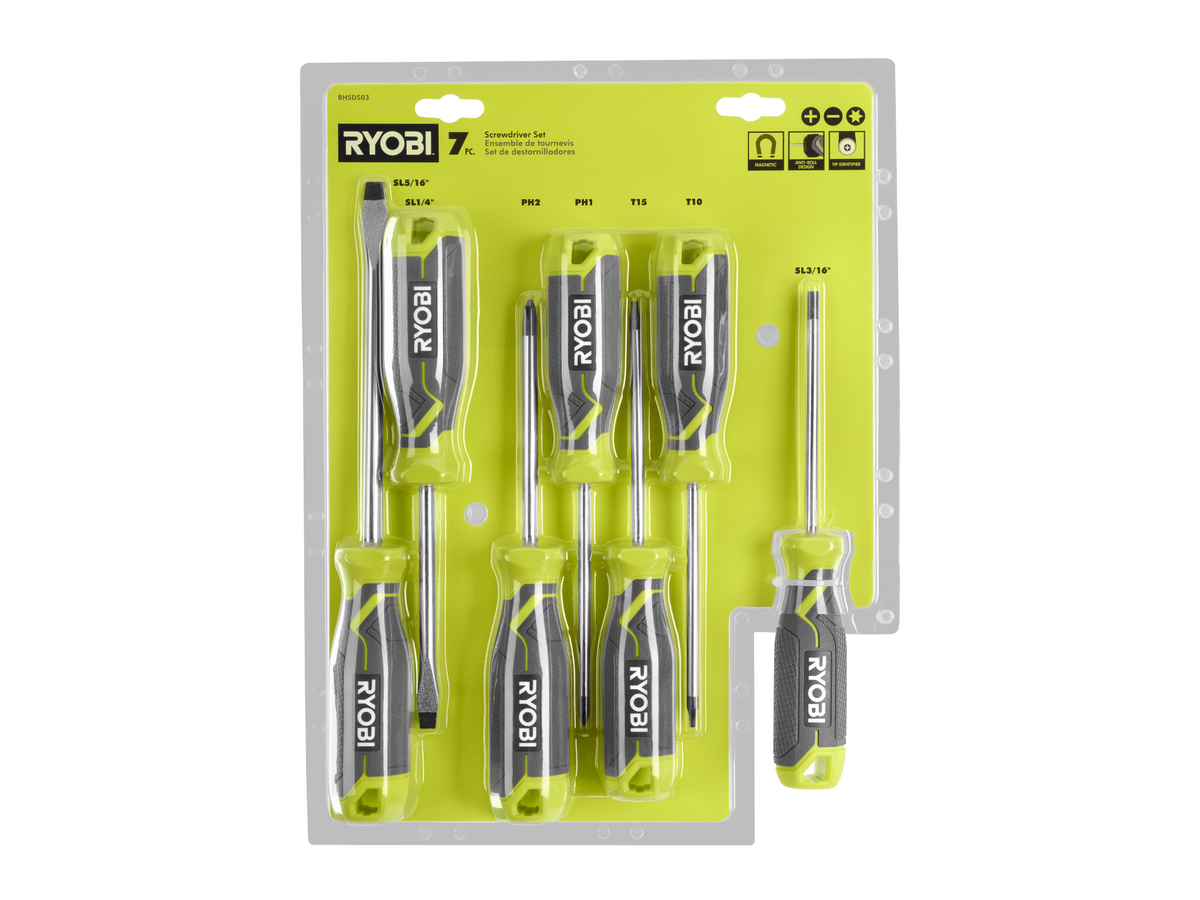 SCREWDRIVER SET (7-PIECE) WITH CUSHION GRIP HANDLES | RYOBI