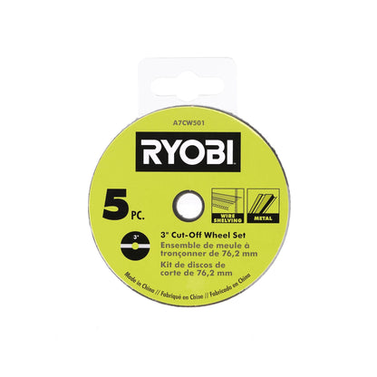 3″ ALUMINUM OXIDE CUT-OFF WHEEL SET (5-PIECE) | RYOBI