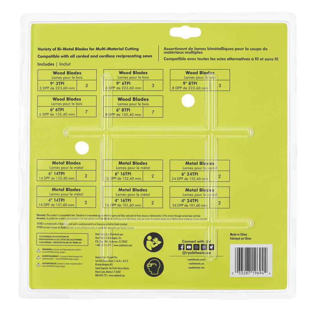 35 PC. RECIPROCATING SAW BLADE SET | RYOBI