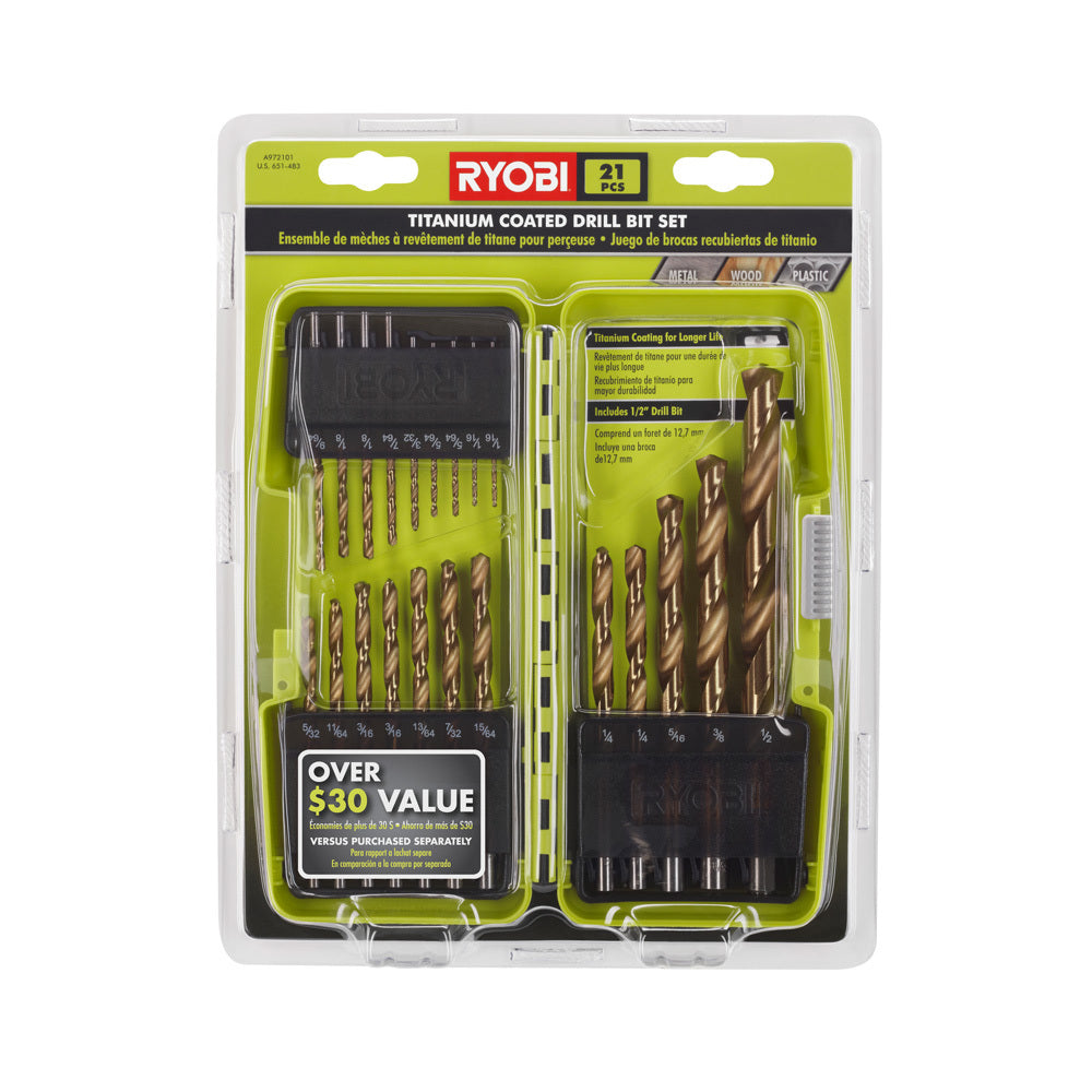 21 PC. TITANIUM DRILL BIT SET | RYOBI