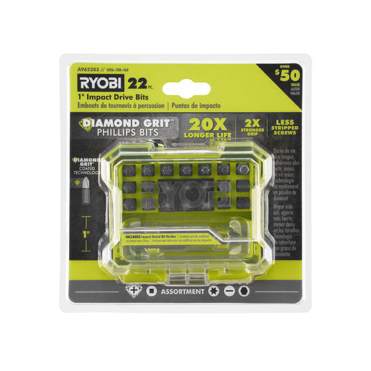 22 PC. 1″ DIAMOND GRIT IMPACT DRIVE BITS | RYOBI