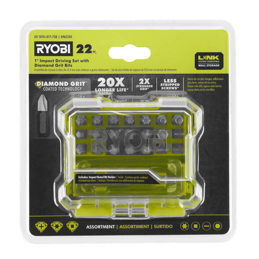 22 PC. 1″ IMPACT DRIVING SET WITH DIAMOND GRIT BITS | RYOBI