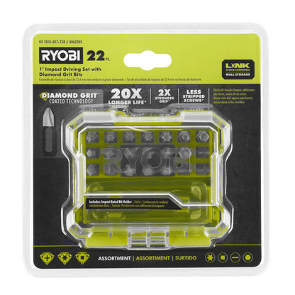22 PC. 1″ IMPACT DRIVING SET WITH DIAMOND GRIT BITS | RYOBI