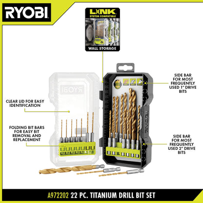 22 PC. TITANIUM DRILL BIT SET | RYOBI