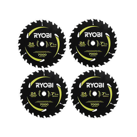 4 PC. 7-1/4″ X 24T CARBIDE TEETH THIN KERF CIRCULAR SAW BLADE SET | RYOBI