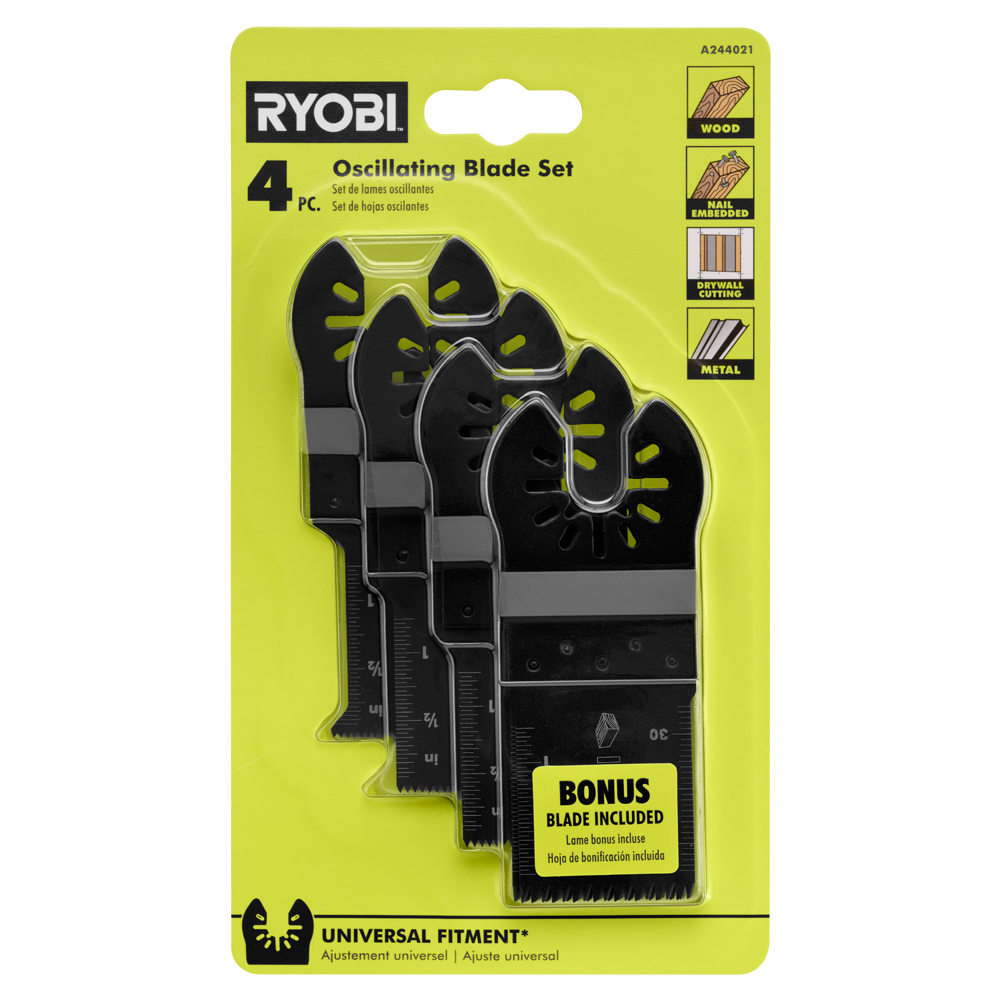 4 PC. WOOD/METAL OSCILLATING MULTI-TOOL BLADE SET | RYOBI