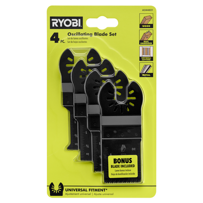 4 PC. WOOD/METAL OSCILLATING MULTI-TOOL BLADE SET | RYOBI