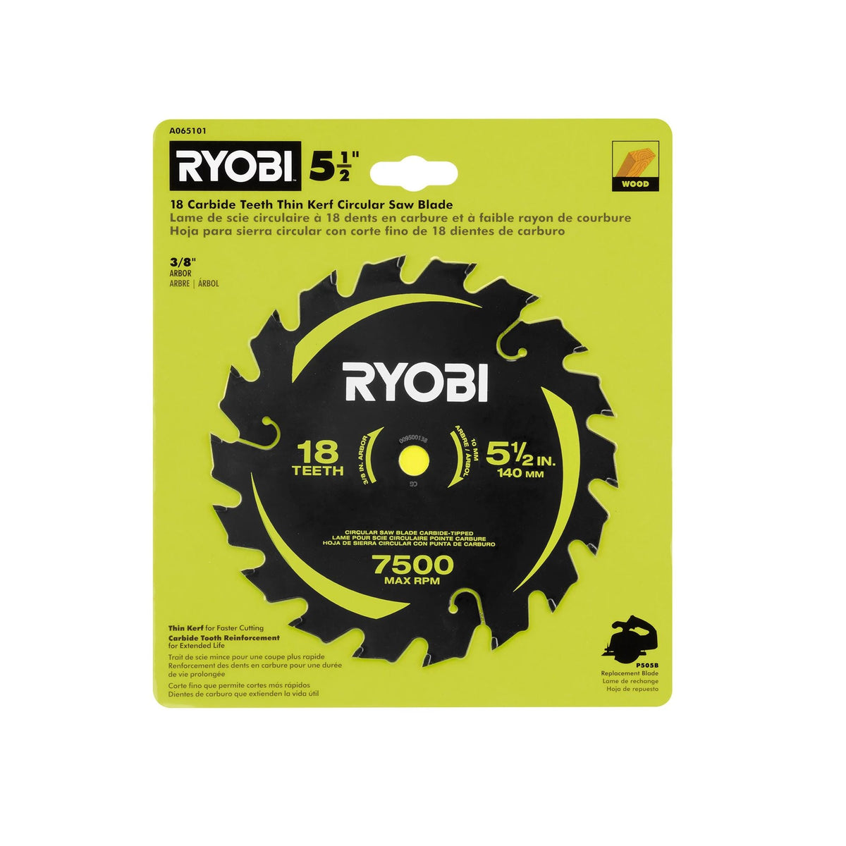 5-1/2″ 18 CARBIDE TEETH THIN KERF CIRCULAR SAW BLADE | RYOBI