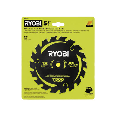 5-1/2″ 18 CARBIDE TEETH THIN KERF CIRCULAR SAW BLADE | RYOBI
