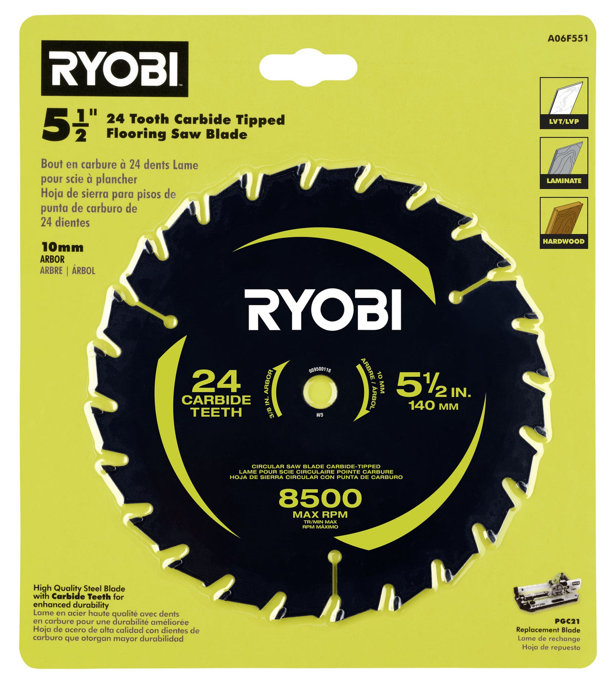 5-1/2″ 24 TOOTH CARBIDE TIPPED FLOORING SAW BLADE | RYOBI