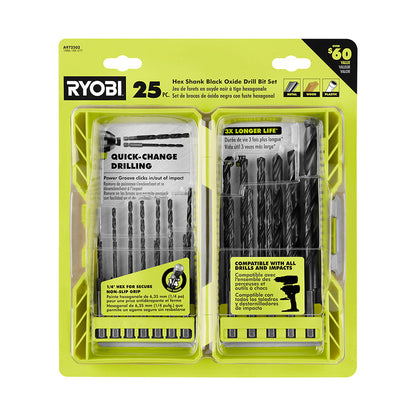 25 PC. BLACK OXIDE HEX SHANK DRILL BITS | RYOBI